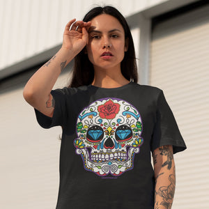 Rainbow Sugar Skull (Calavera) - Premium Short-Sleeve T-Shirt