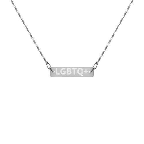 LGBTQ+ - Engraved Sterling Silver Bar Chain Necklace