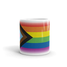 Load image into Gallery viewer, Progress Pride Flag – White Glossy Ceramic Mug (Wrap Around Print)