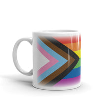 Load image into Gallery viewer, Progress Pride Flag – White Glossy Ceramic Mug (Wrap Around Print)