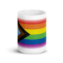 Load image into Gallery viewer, Progress Pride Flag – White Glossy Ceramic Mug (Wrap Around Print)